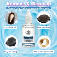2pcs Wig Glue & Remover Set Waterproof Lace Front Bold Hold Lace Glue
