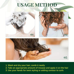 Olive Hair Mousse for Curly Hair - Moisturizing Anti Frizz