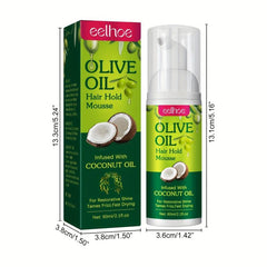 Olive Hair Mousse for Curly Hair - Moisturizing Anti Frizz