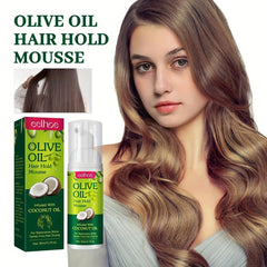 Olive Hair Mousse for Curly Hair - Moisturizing Anti Frizz