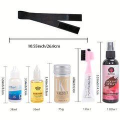 Waterproof Lace Wig Glue with Babyhair Brush, Wax Stick - Secure Hold