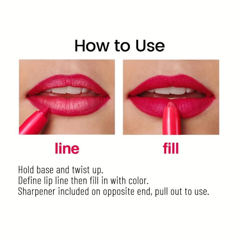 12 Colors Lip Liner Pen Waterproof Matte Finish Smudge Proof Matte Lipstick Pen