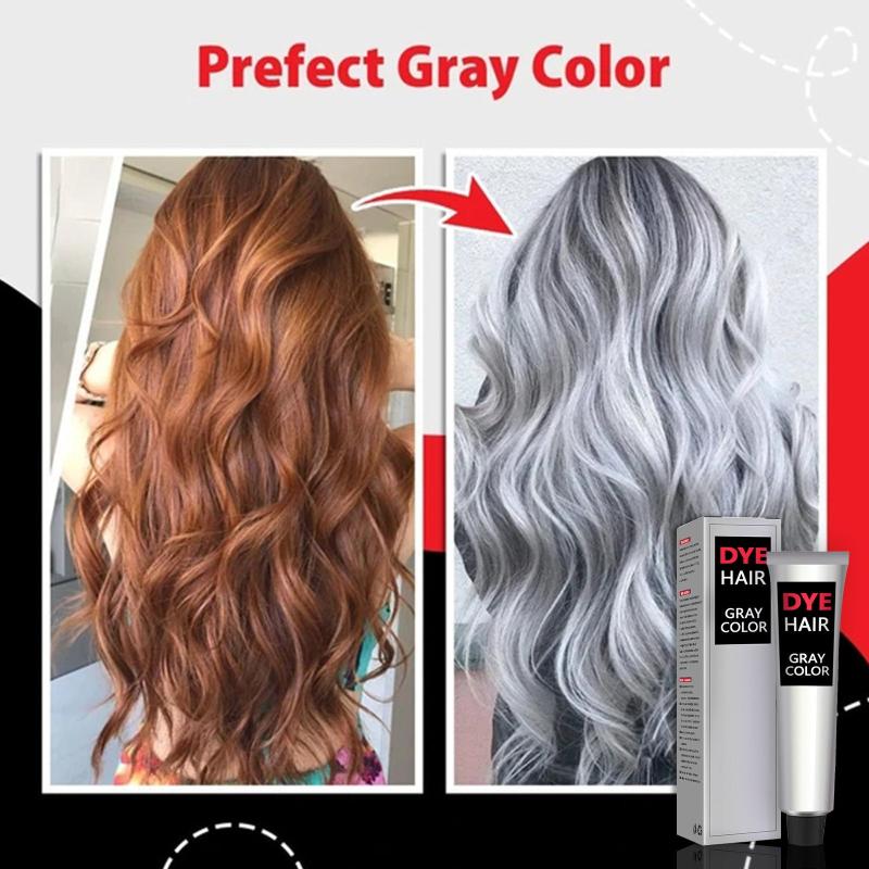 Silvery Gray Hair Dye Cream for All Hair Types