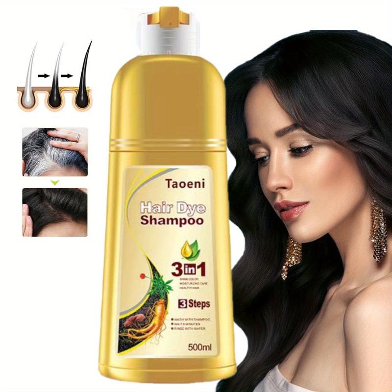Dark Brown Hair Dye Shampoo For Gray Hair - Instant Color - 3 In 1