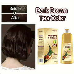 Dark Brown Hair Dye Shampoo For Gray Hair - Instant Color - 3 In 1