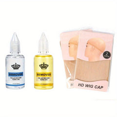 4pcs Wig Remover & HD Wig Cap Set Quick Hairspray Tape Adhesive Liquid HD Clear