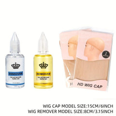 4pcs Wig Remover & HD Wig Cap Set Quick Hairspray Tape Adhesive Liquid HD Clear