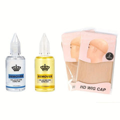 4pcs Wig Remover & HD Wig Cap Set Quick Hairspray Tape Adhesive Liquid HD Clear