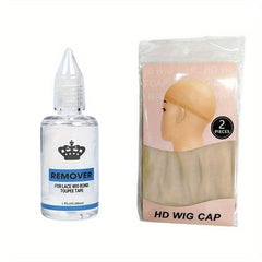 4pcs Wig Remover & HD Wig Cap Set Quick Hairspray Tape Adhesive Liquid HD Clear