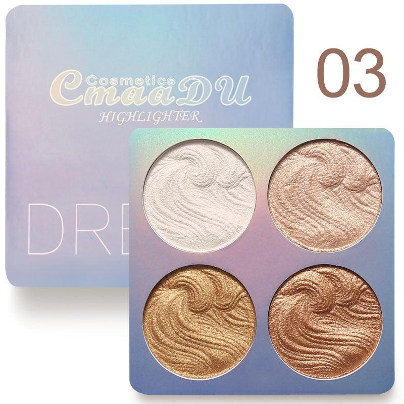 4-Color Shimmer Highlighter Palette for Makeup