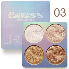 4-Color Shimmer Highlighter Palette for Makeup