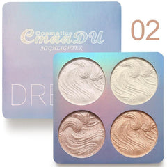 4-Color Shimmer Highlighter Palette for Makeup