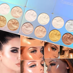 4-Color Shimmer Highlighter Palette for Makeup