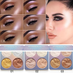 4-Color Shimmer Highlighter Palette for Makeup