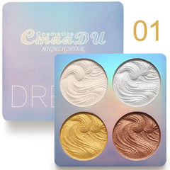 4-Color Shimmer Highlighter Palette for Makeup