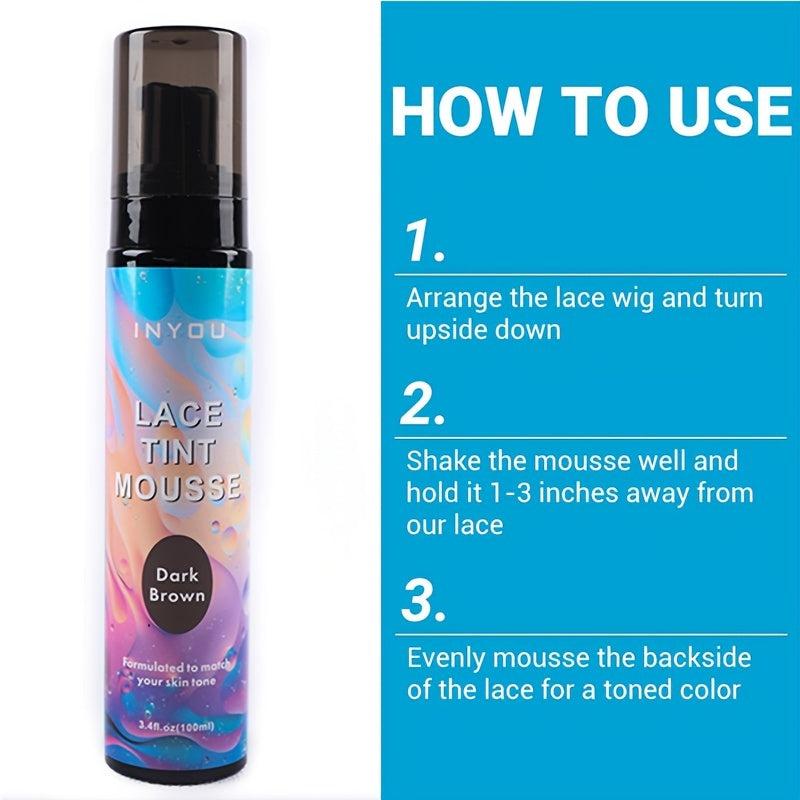 Hair Lace Wig Spray Lace Tint Mousse Waterproof Fast Drying
