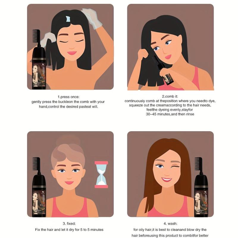 Argan Hair Dye Shampoo With Comb for Men and Women