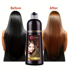Natural Brown Hair Dye Shampoo with Plant Extracts for Gentle Hair Color