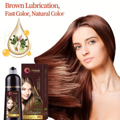Natural Brown Hair Dye Shampoo with Plant Extracts for Gentle Hair Color