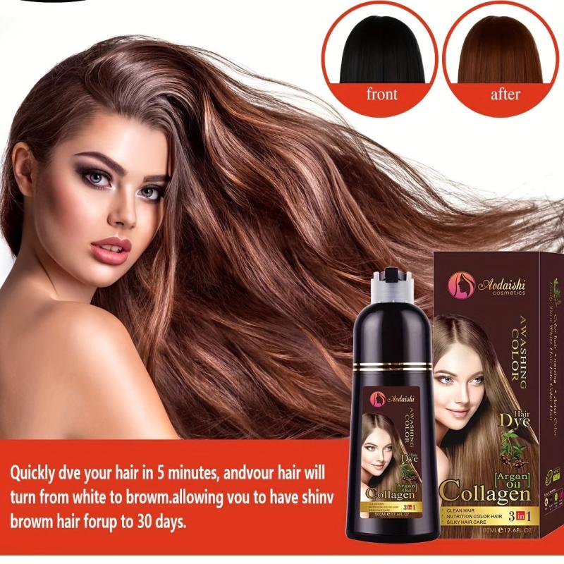Natural Brown Hair Dye Shampoo with Plant Extracts for Gentle Hair Color
