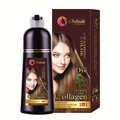 Natural Brown Hair Dye Shampoo with Plant Extracts for Gentle Hair Color