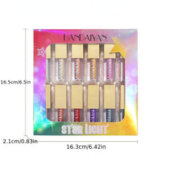 12-Piece Liquid Eyeshadow Set Matte Glitter Eyeliner Pen Metallic Waterproof