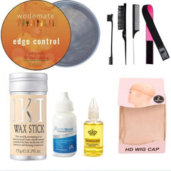 Hair Styling Kit: Wax Stick, Edge Control, Lace Melt Tape, HD Wig Cap, Wig Glue