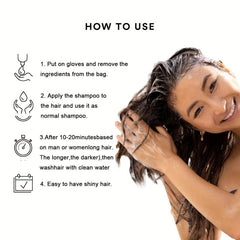 10pcs Herbal Hair Shampoo 3 in 1 Hair Dye for Gray Coverage Natural Hair