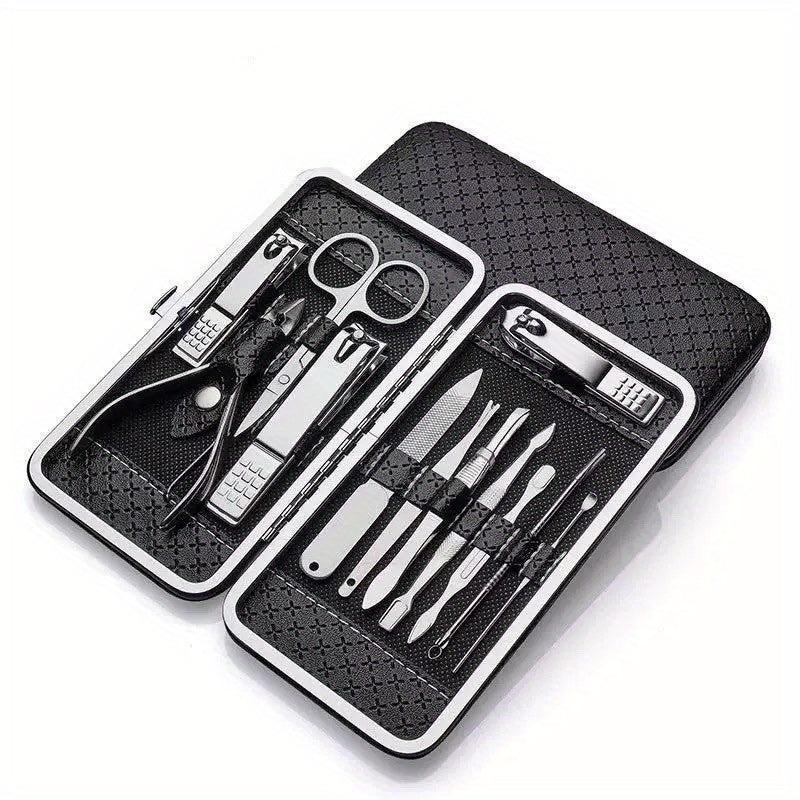 19PCS Manicure Pedicure Kit Stainless Steel Professional Grooming Tools