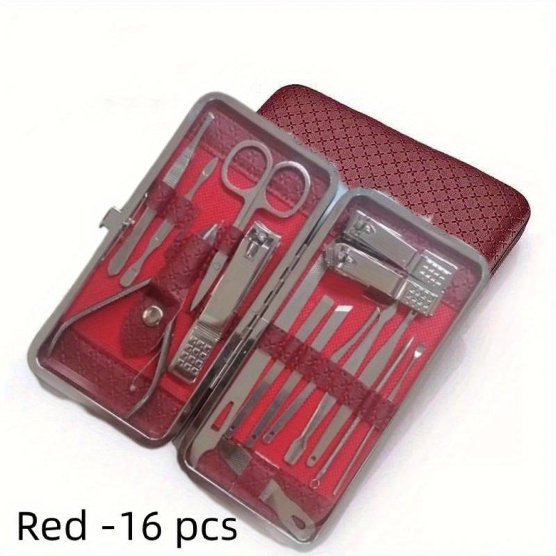 19PCS Manicure Pedicure Kit Stainless Steel Professional Grooming Tools