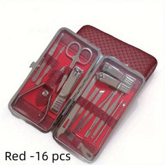 19PCS Manicure Pedicure Kit Stainless Steel Professional Grooming Tools
