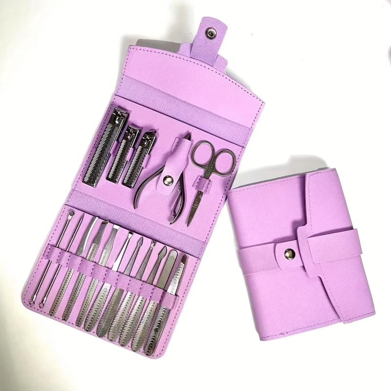 19PCS Manicure Pedicure Kit Stainless Steel Professional Grooming Tools