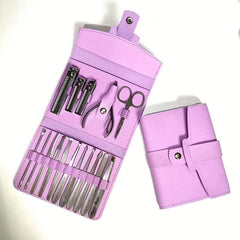 19PCS Manicure Pedicure Kit Stainless Steel Professional Grooming Tools