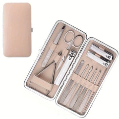 19PCS Manicure Pedicure Kit Stainless Steel Professional Grooming Tools