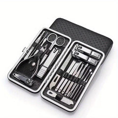 19PCS Manicure Pedicure Kit Stainless Steel Professional Grooming Tools