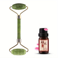 Rose Quartz Jade Roller and Gua Sha Set with Rose Essential