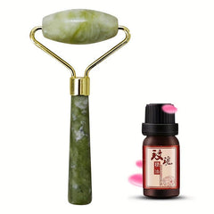 Rose Quartz Jade Roller and Gua Sha Set with Rose Essential
