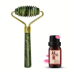 Rose Quartz Jade Roller and Gua Sha Set with Rose Essential
