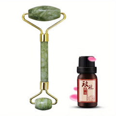 Rose Quartz Jade Roller and Gua Sha Set with Rose Essential
