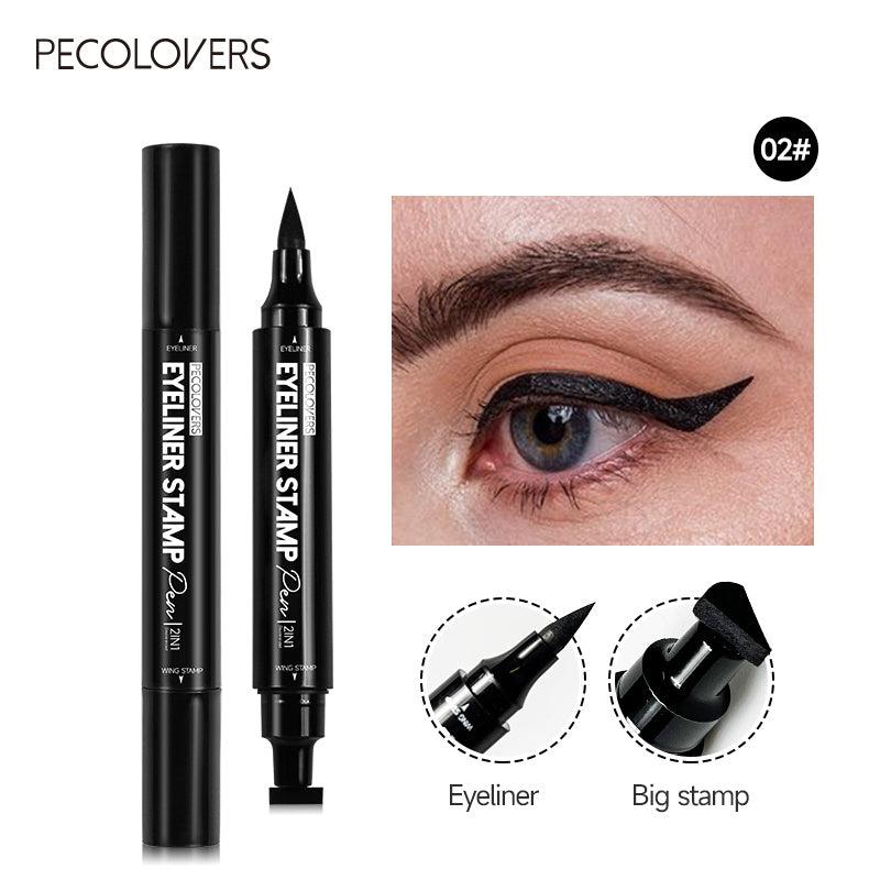 2-In-1 Winged Stamp Liquid Eyeliner Pen Water Proof Double Ended Seal Eye Makeup