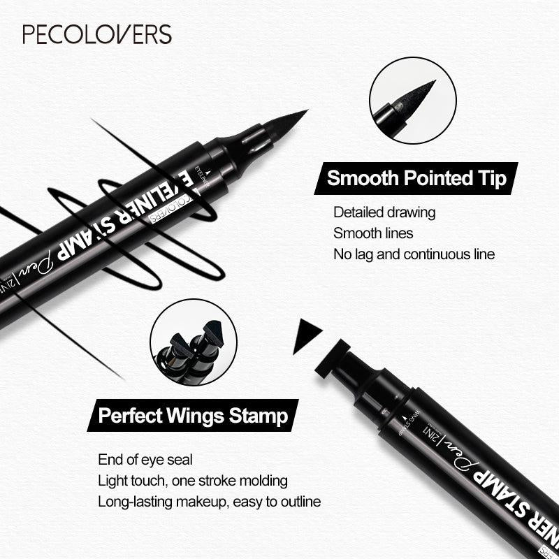 2-In-1 Winged Stamp Liquid Eyeliner Pen Water Proof Double Ended Seal Eye Makeup