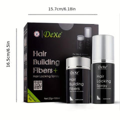 Hair Building Fibers & Locking Spray Set - Instant Volume & Thickness