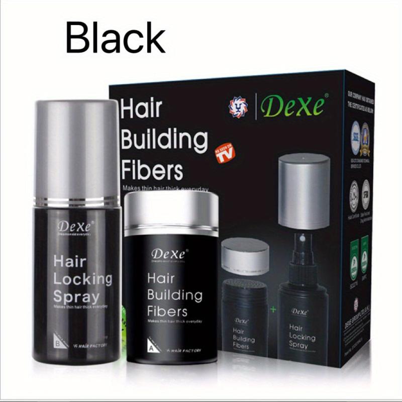 Hair Building Fibers & Locking Spray Set - Instant Volume & Thickness
