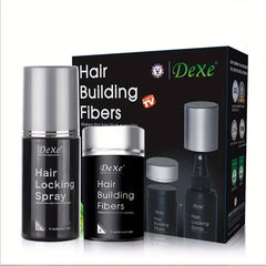 Hair Building Fibers & Locking Spray Set - Instant Volume & Thickness