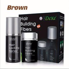 Hair Building Fibers & Locking Spray Set - Instant Volume & Thickness