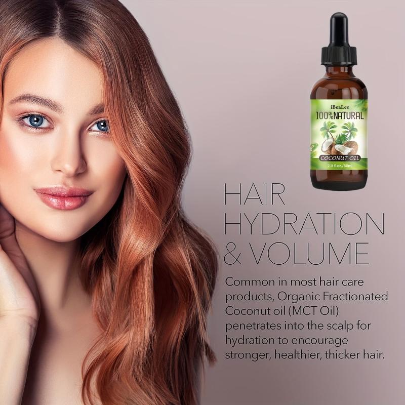 Organic Coconut Oil for Hair & Skin - Glass Dropper Bottle