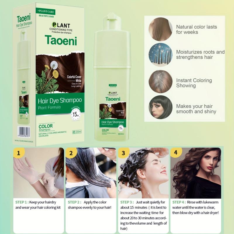 Hair Dye Shampoo 100% Coverage Grey Hair Men Women