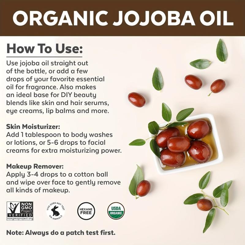 60ml Organic Jojoba Hair Essential Oil 100% Pure Jojoba For Hair & Skin Care