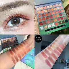 48-Color Eyeshadow Palette Multicolor Brown Orange Sequin Matte Shimmer Finish