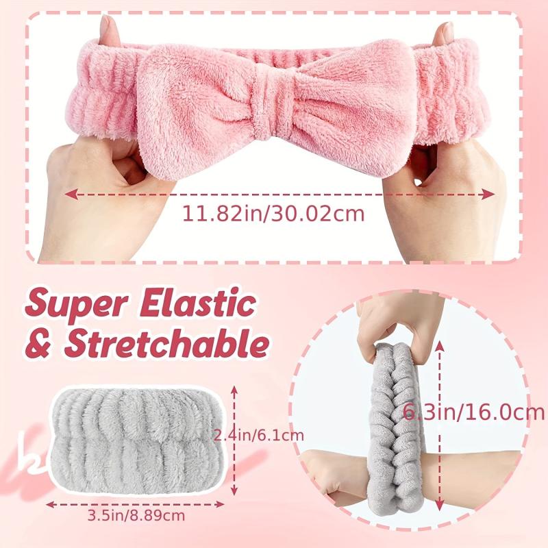 3Pcs Headbands & Wristband Set Microfiber Hairbands Towels For Bath Makeup